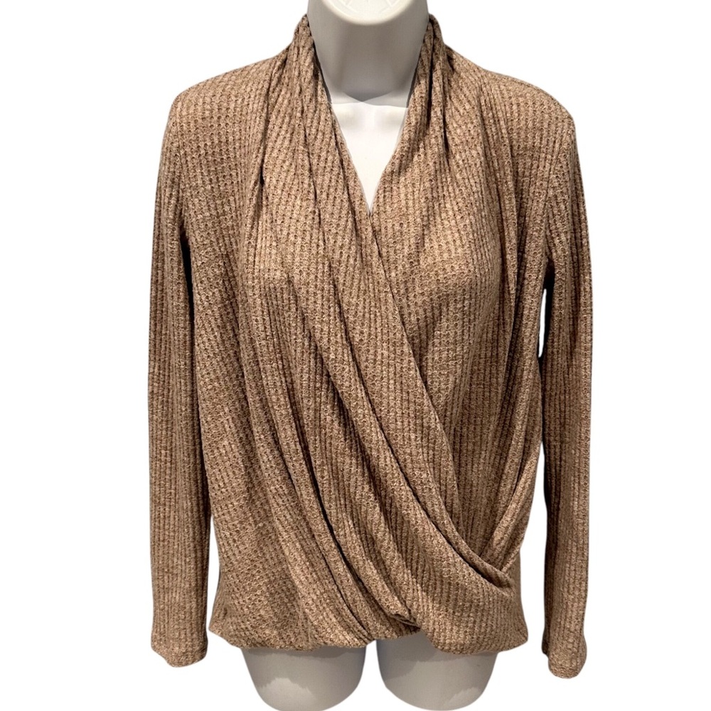 ANTHROPOLOGIE Akemi + Kin Classic Woodruff Wrap Top Sweater Size XS Runs Big
